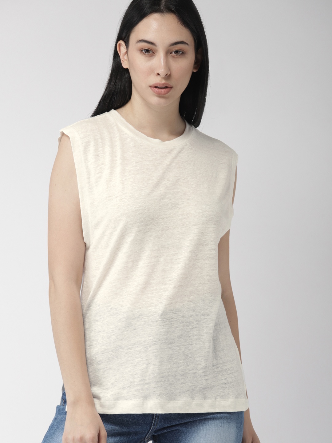 

FOREVER 21 Women Off-White Solid Top