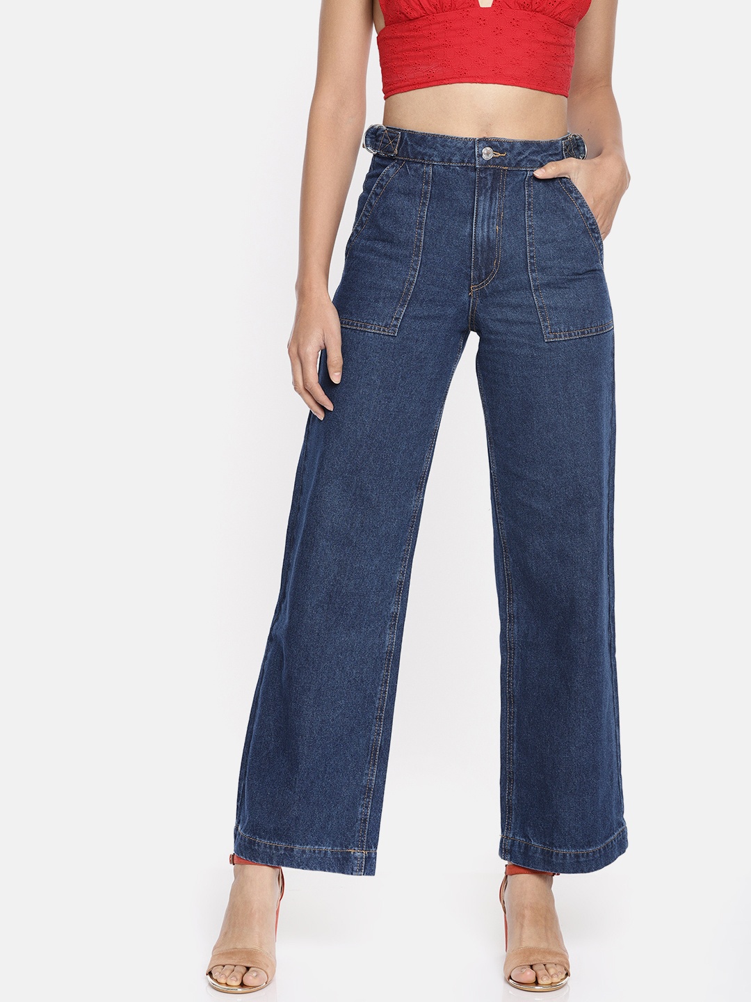 

FOREVER 21 Women Blue Bootcut Mid-Rise Clean Look Jeans