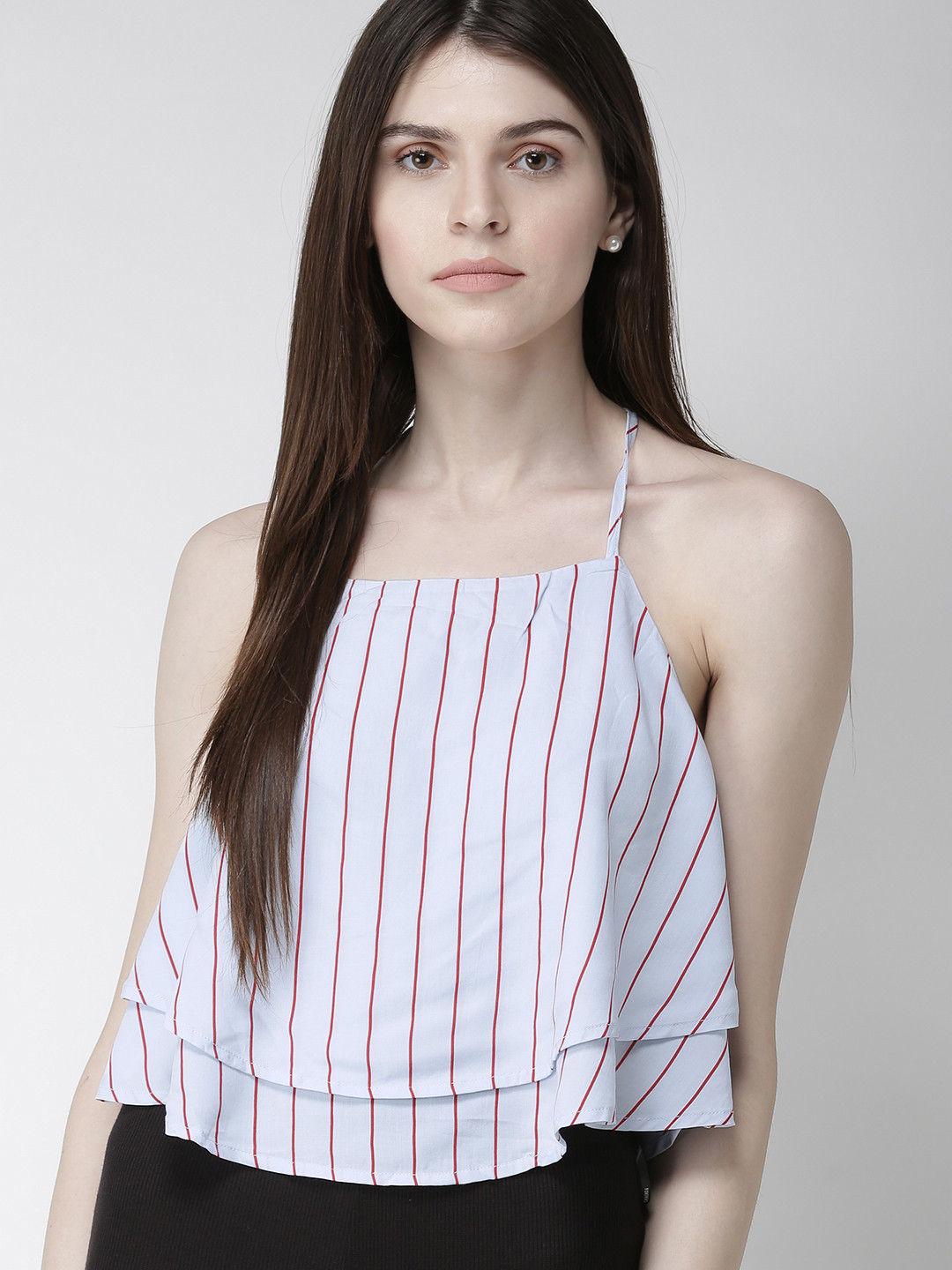 

FOREVER 21 Women Blue & Red Striped Top