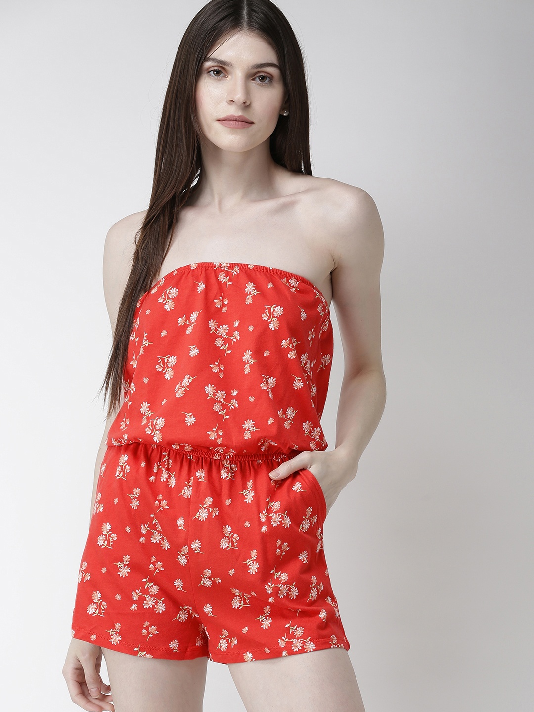 

FOREVER 21 Red Printed Playsuit