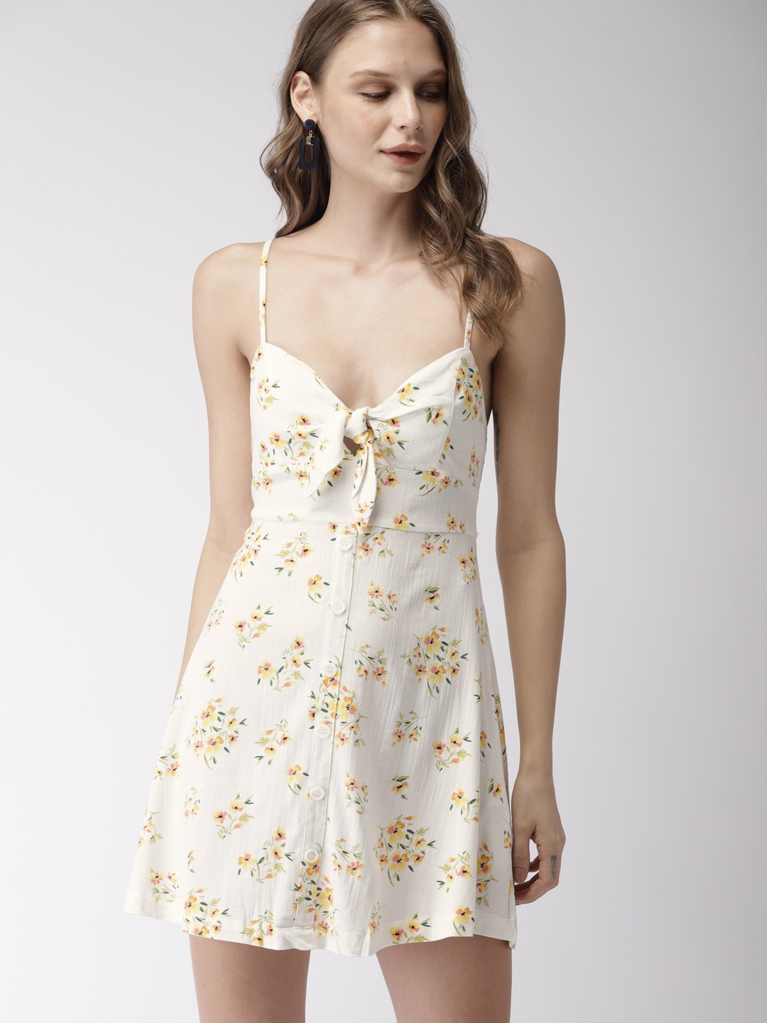 

FOREVER 21 Women Off-White Printed A-Line Dress