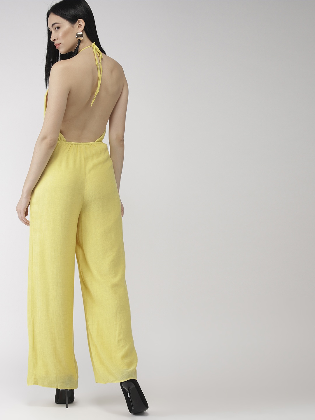 

FOREVER 21 Yellow Solid Basic Jumpsuit