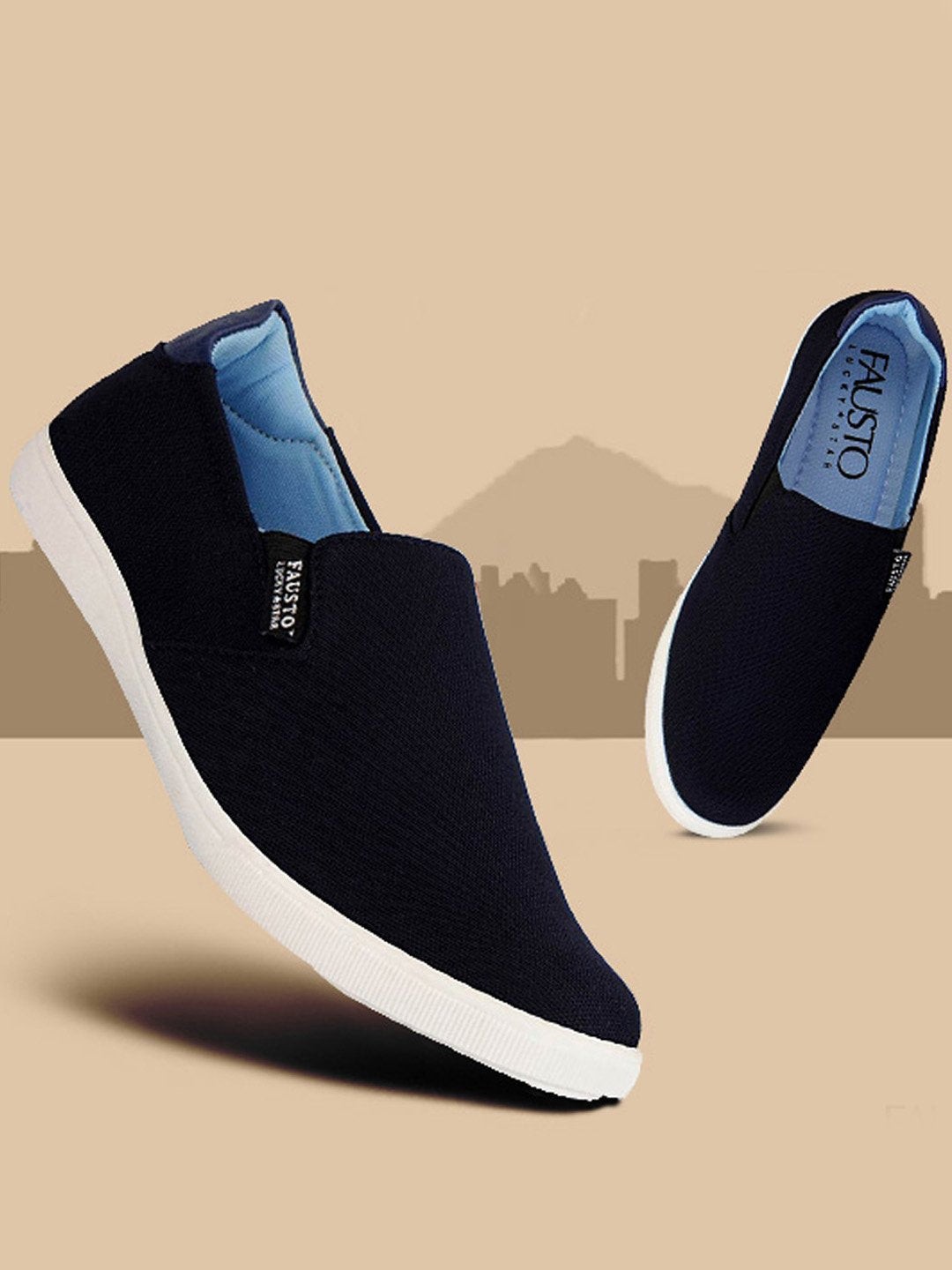 

FAUSTO Men Navy Blue Slip-On Sneakers