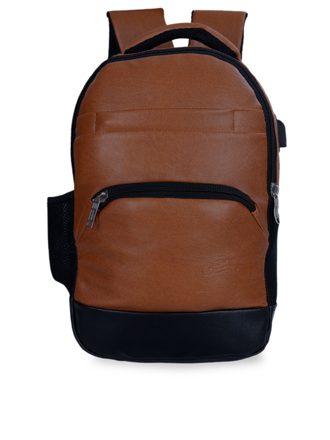 

Leather World Unisex Brown & Black Solid Backpack