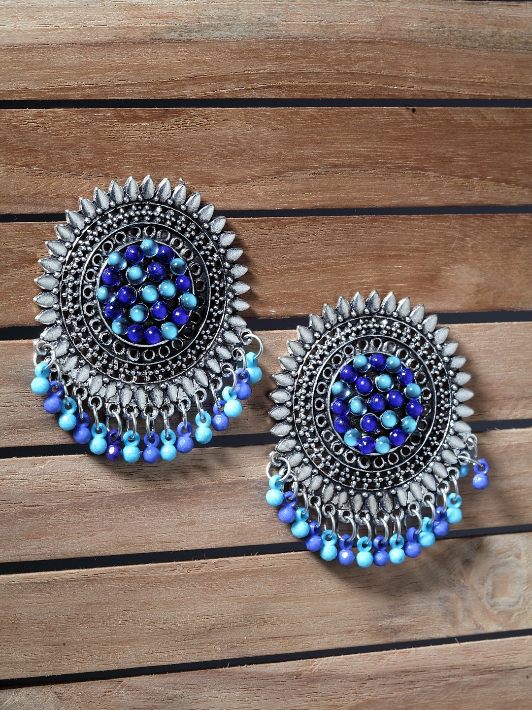 

Moedbuille Blue & Turquoise Blue Circular Studs