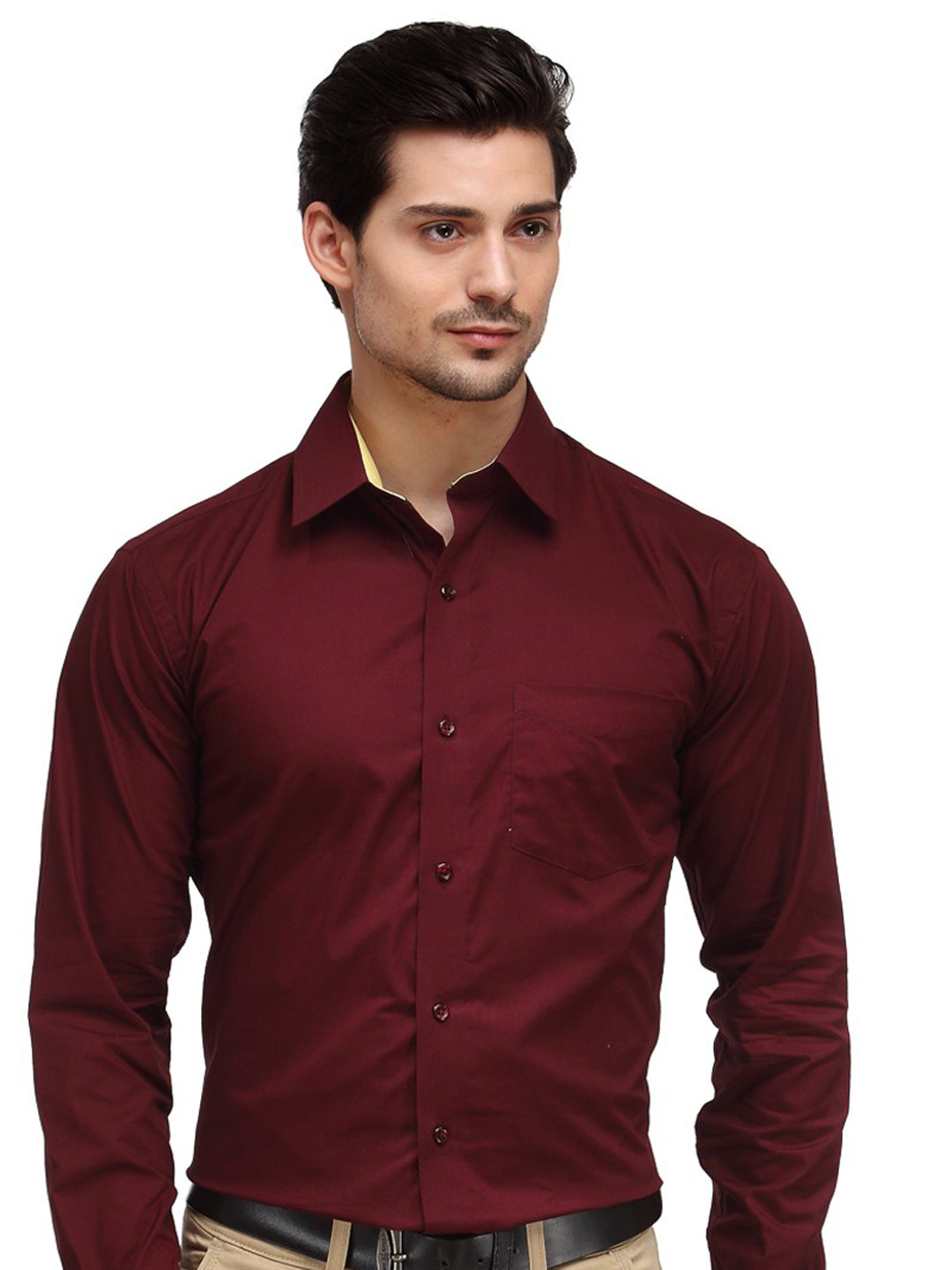 

Hancock Men Maroon Slim Fit Solid Formal Shirt