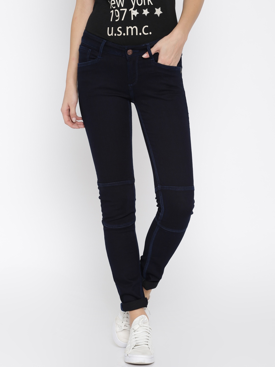 

Ed Hardy Navy Low-Rise Skinny Fit Jeans, Navy blue
