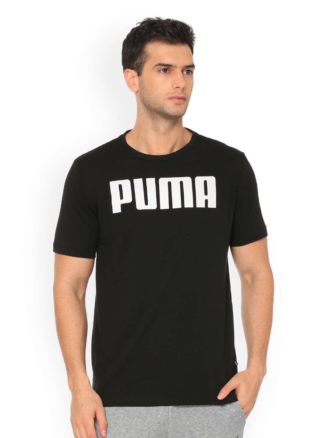 

Puma Men Black Printed ESS PUMA Tee Cotton T-shirt