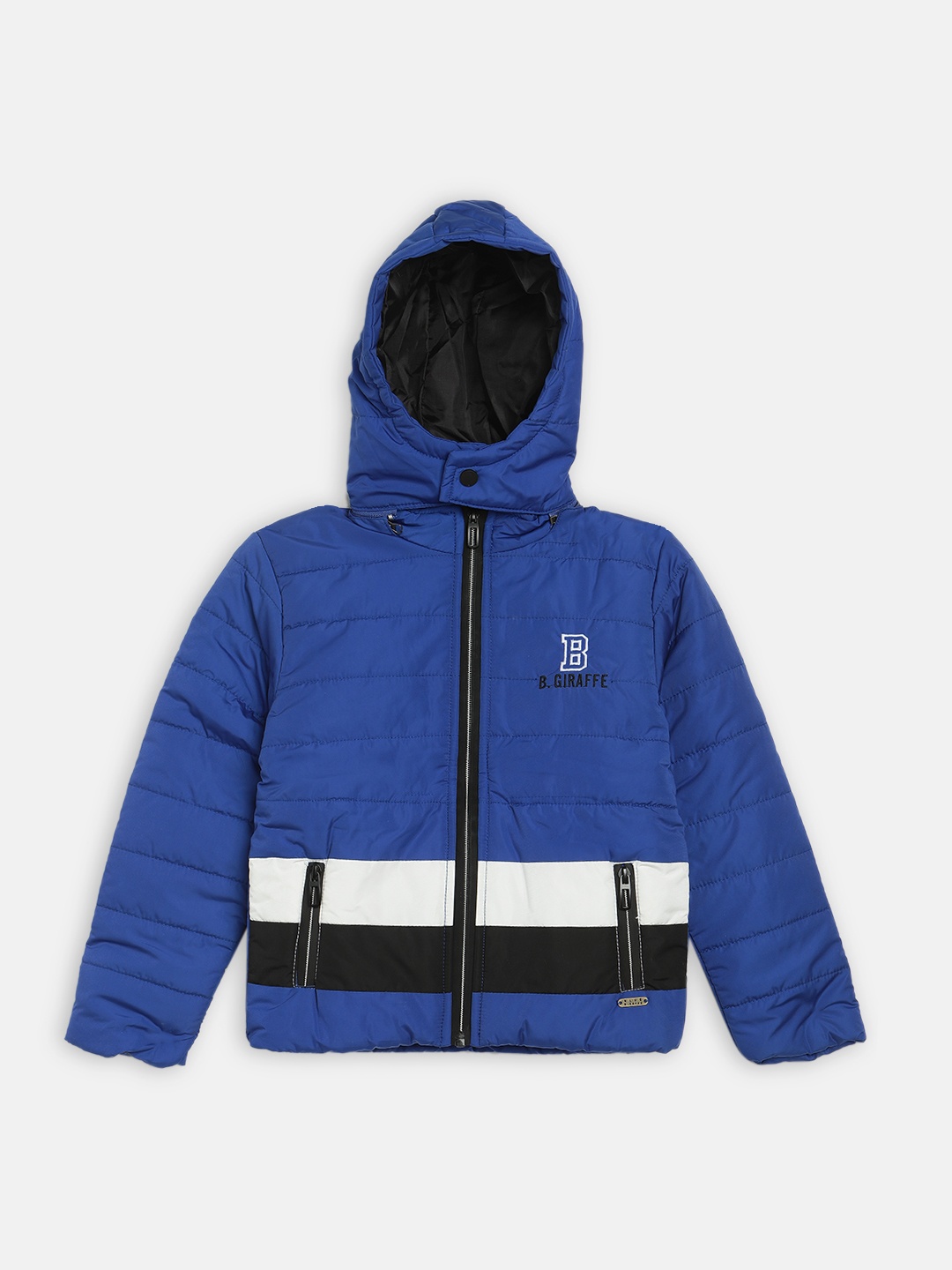 

Blue Giraffe Boys Blue & White Colourblocked Puffer Jacket