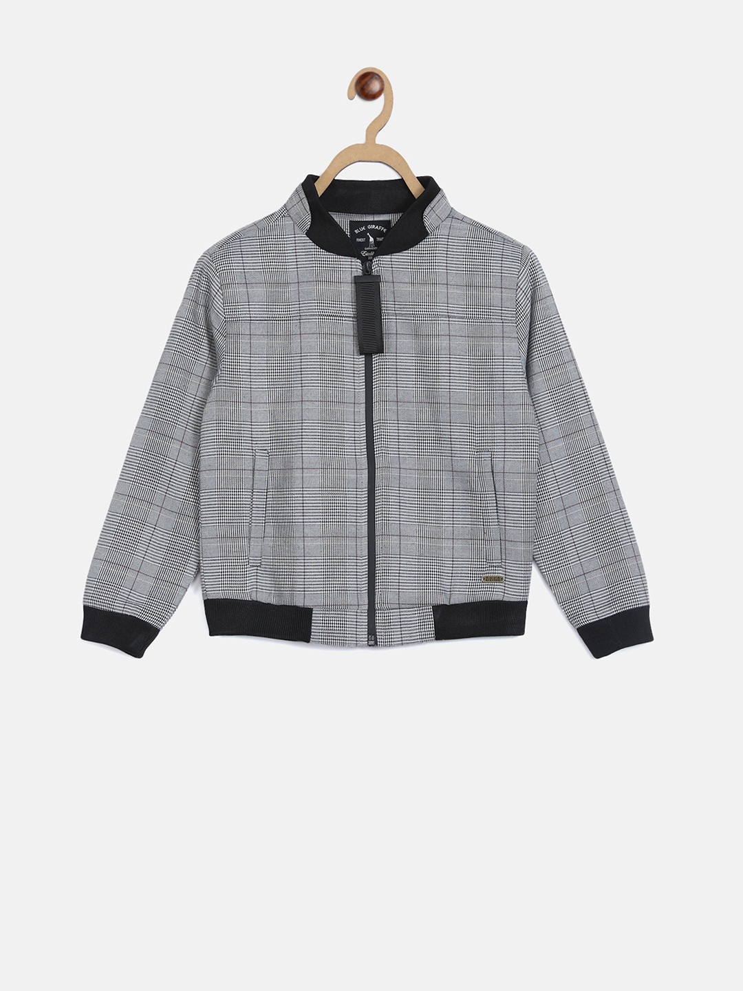 

Blue Giraffe Boys Grey Checked Bomber