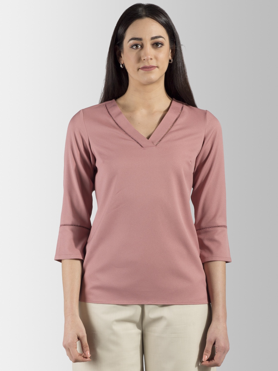 

FableStreet Women Pink Solid Top