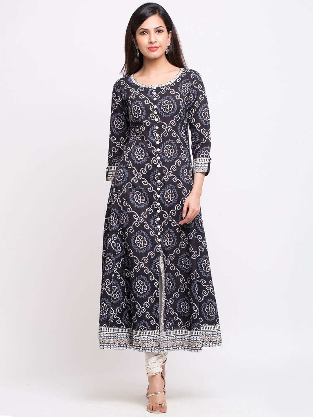 

YASH GALLERY Women Black & White Printed A-Line Kurta