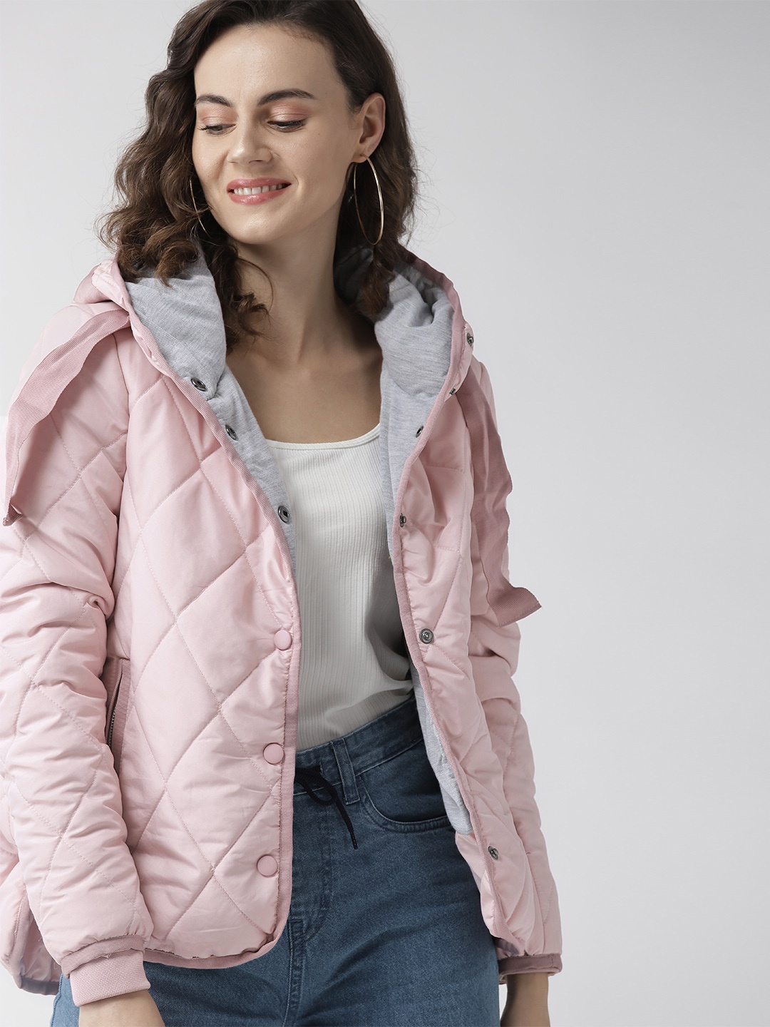 

Mast & Harbour Women Pink Solid Hooded Puffer Jacket