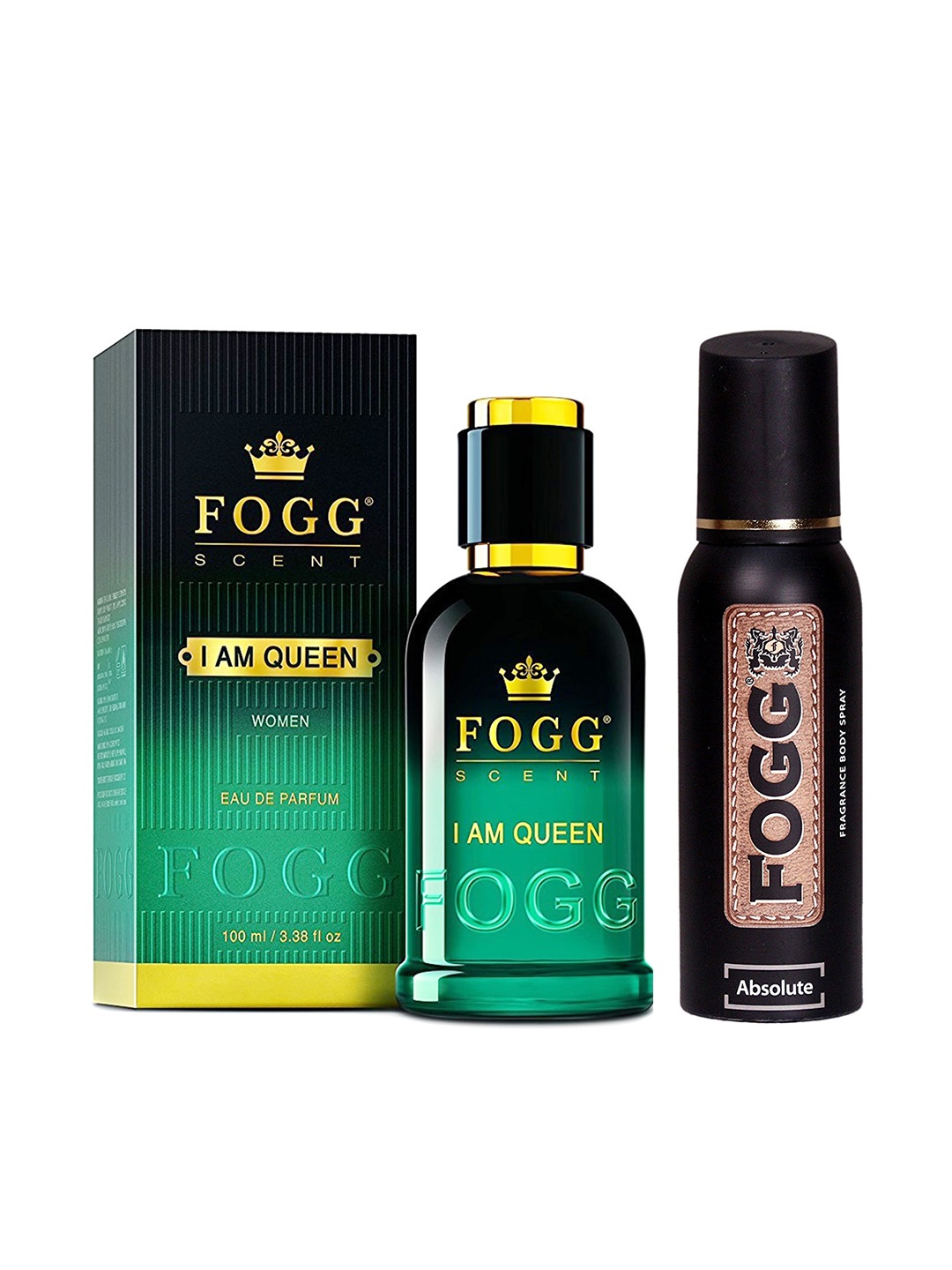

Fogg Set of Scent I Am Queen Eau De Parfum & Absolute Fragrance Body Spray 100ml+120ml, Black