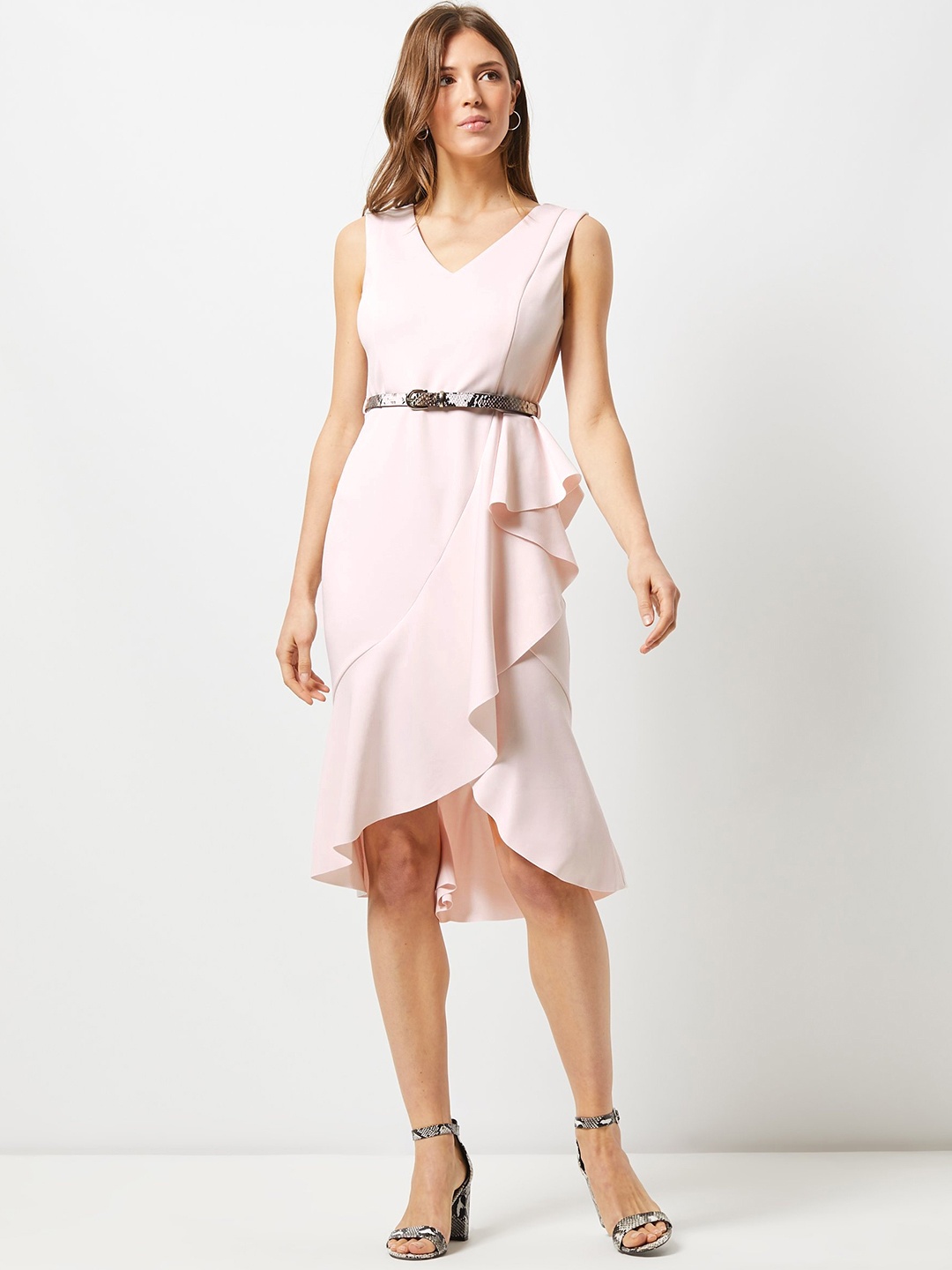 

DOROTHY PERKINS Women Pink Solid Wrap Dress