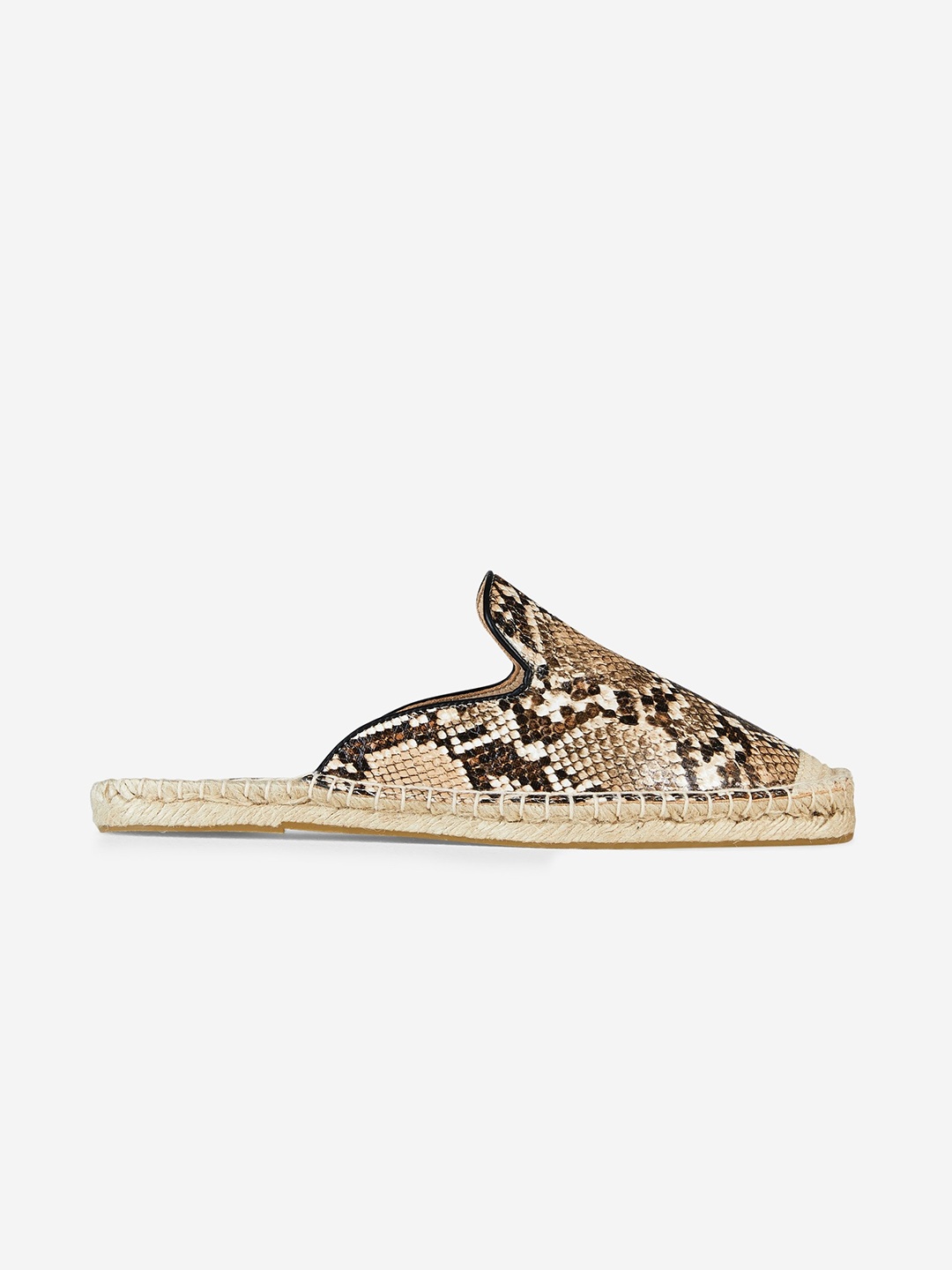 

DOROTHY PERKINS Women Beige & Brown Snakeskin Textured Espradille Mules