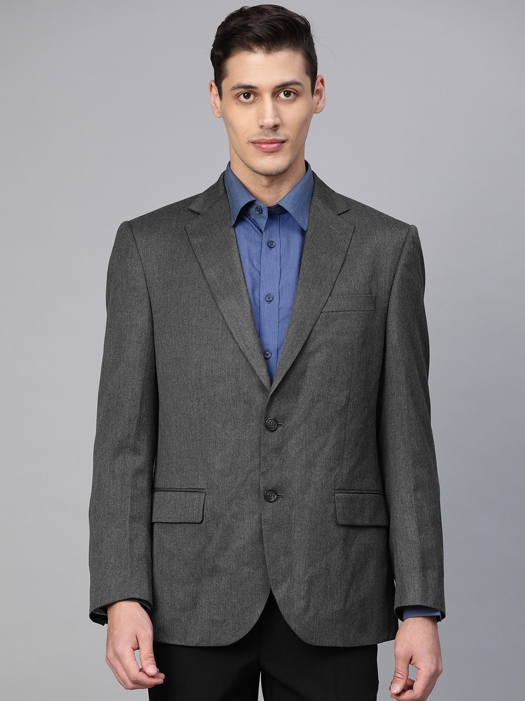 

Marks & Spencer Men Charcoal Grey Solid Regular Fit Single-Breasted Formal Blazer