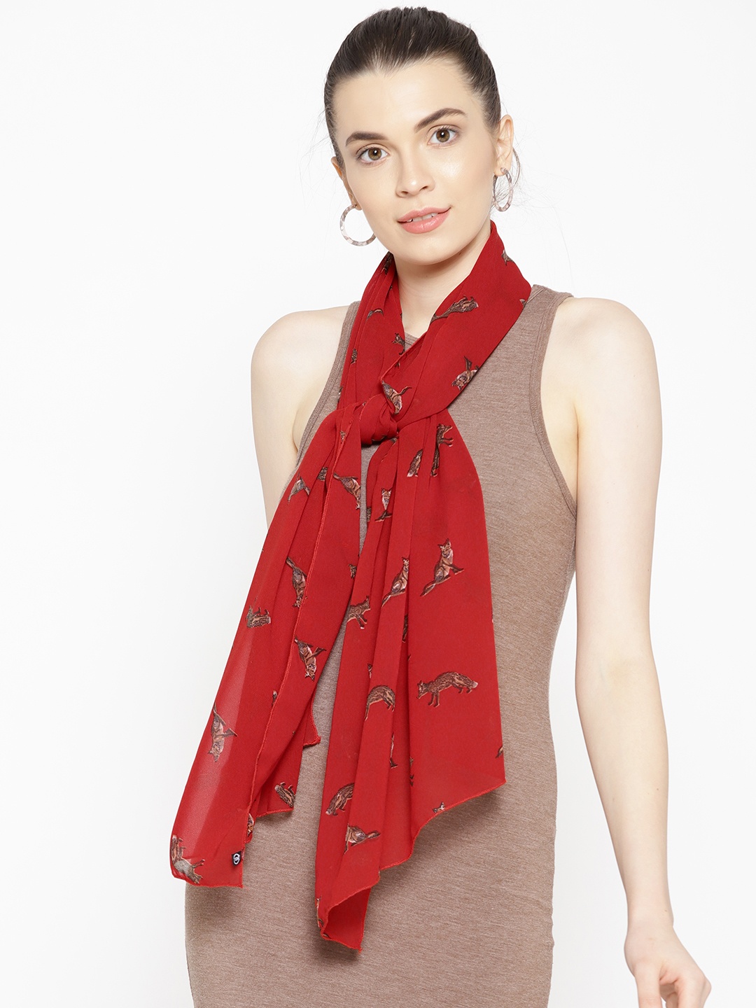 

Trend Arrest Red & Brown Printed Stole