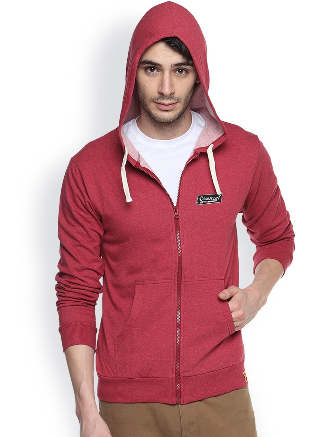 

Campus Sutra Maroon Hooded Sweatshirt