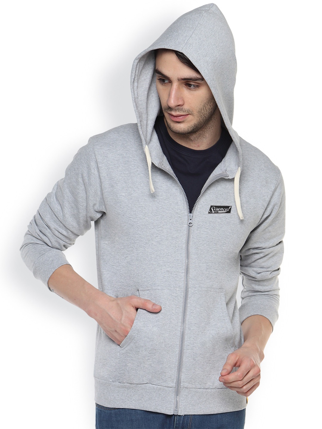 

Campus Sutra Grey Hooded Sweatshirt