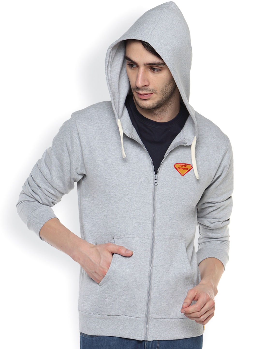 

Campus Sutra Grey Hooded Sweatshirt