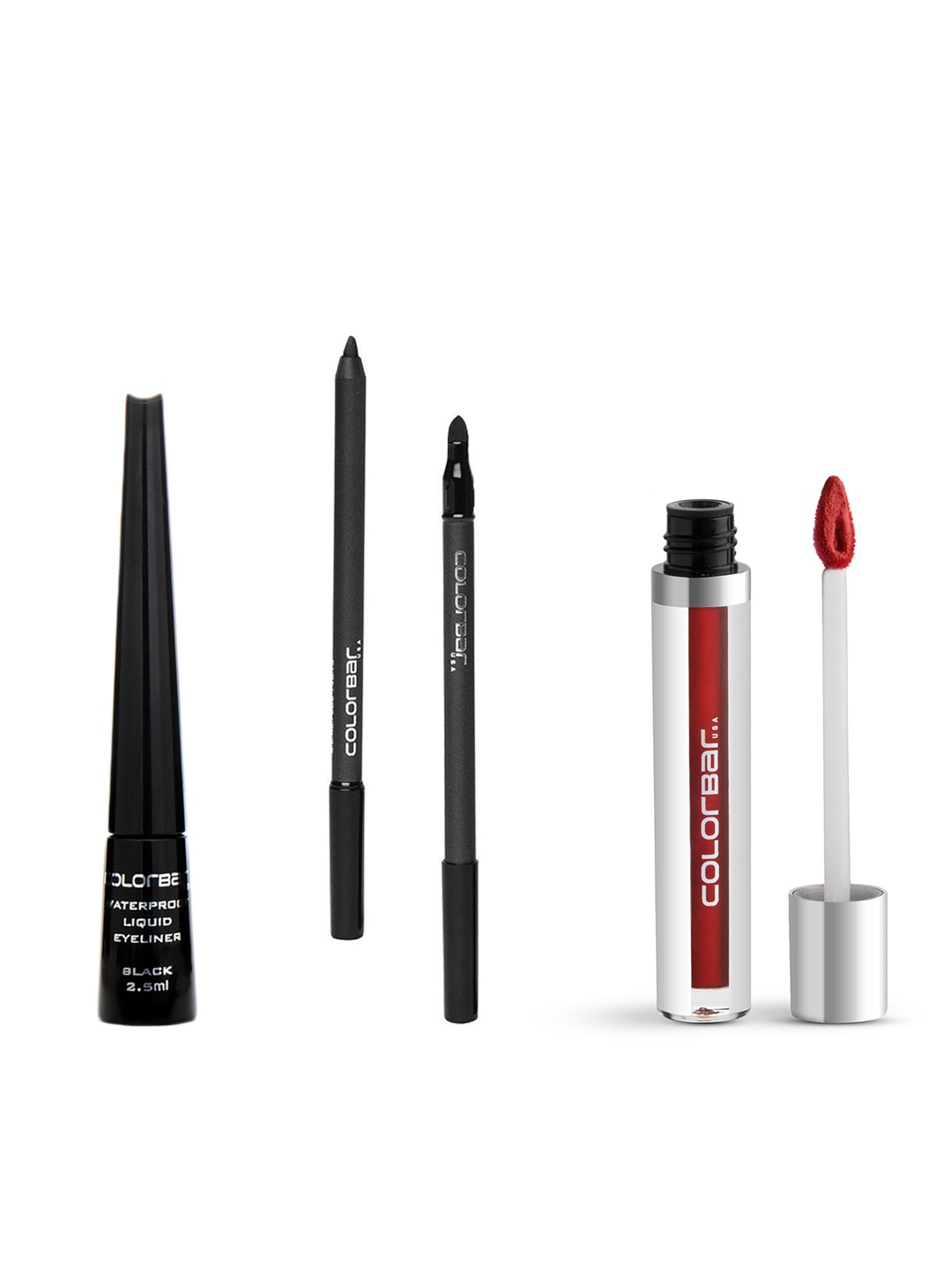 

Colorbar Set of 3 Eyeliner, Kajal & Lipstick, Pink