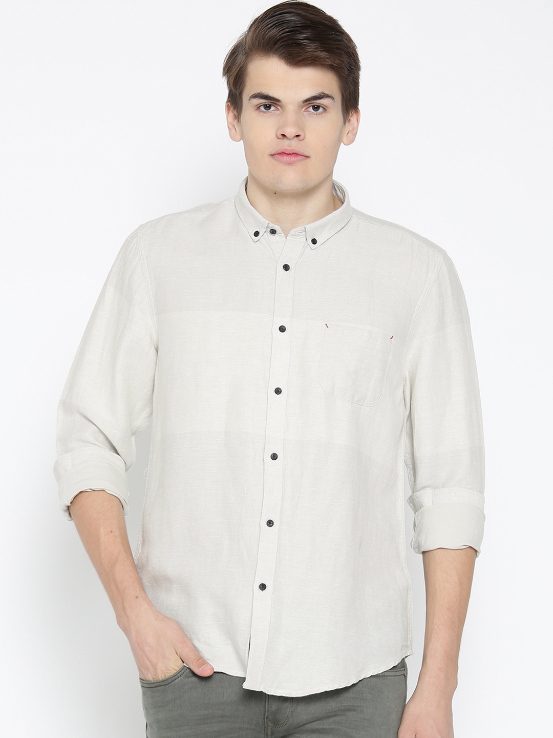 

Blackberrys Men Grey Slim Fit Solid Casual Shirt