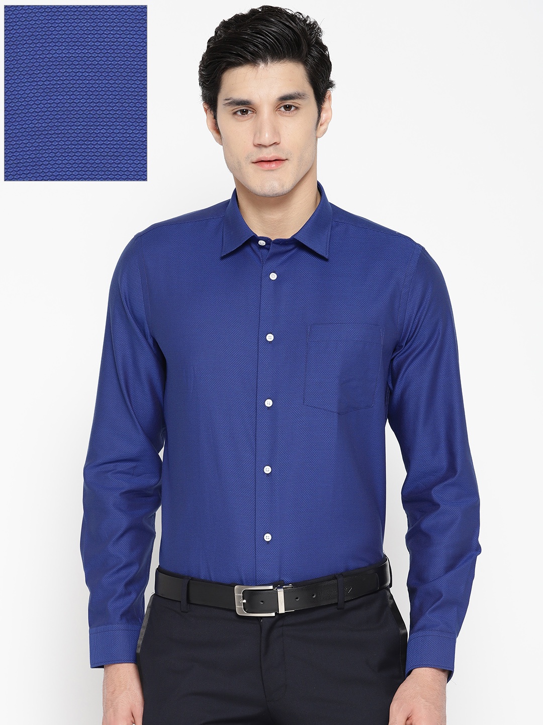 

Blackberrys Men Blue Slim Fit Self Design Formal Shirt