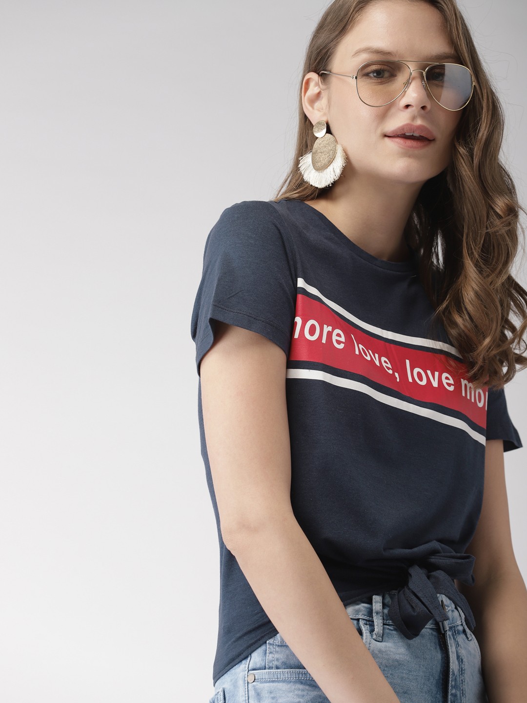 

Mast & Harbour Women Navy Blue & Red Printed T-shirt