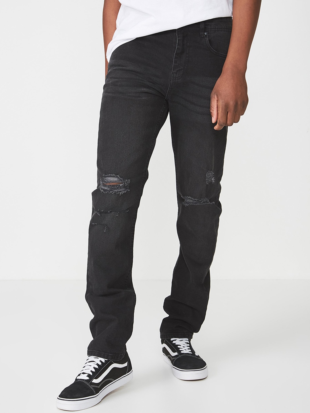 

COTTON ON Men Navy Blue Tapered Fit Low-Rise Mildly Distressed Jeans