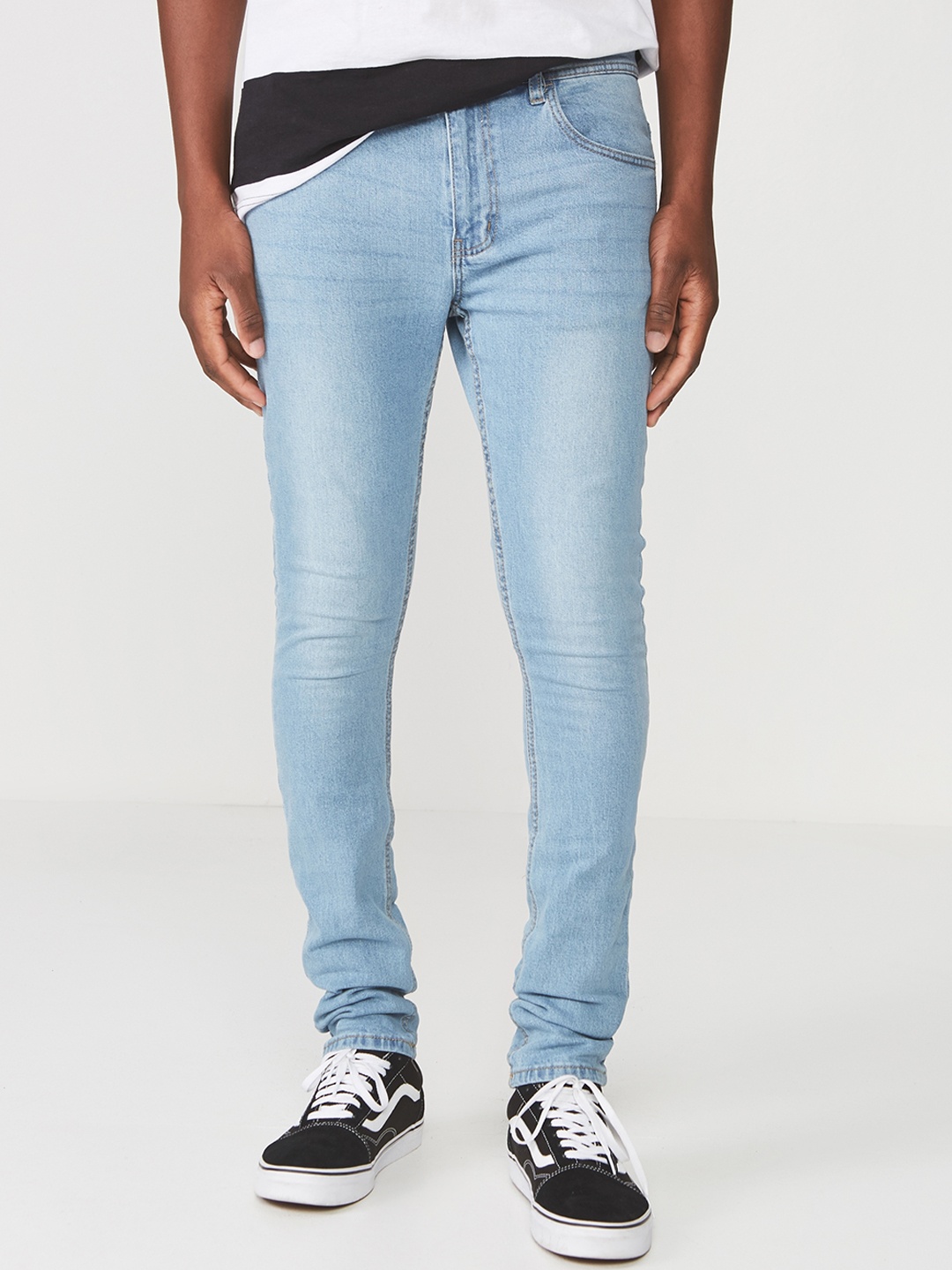 

COTTON ON Men Blue Skinny Fit Mid-Rise Clean Look Jeans