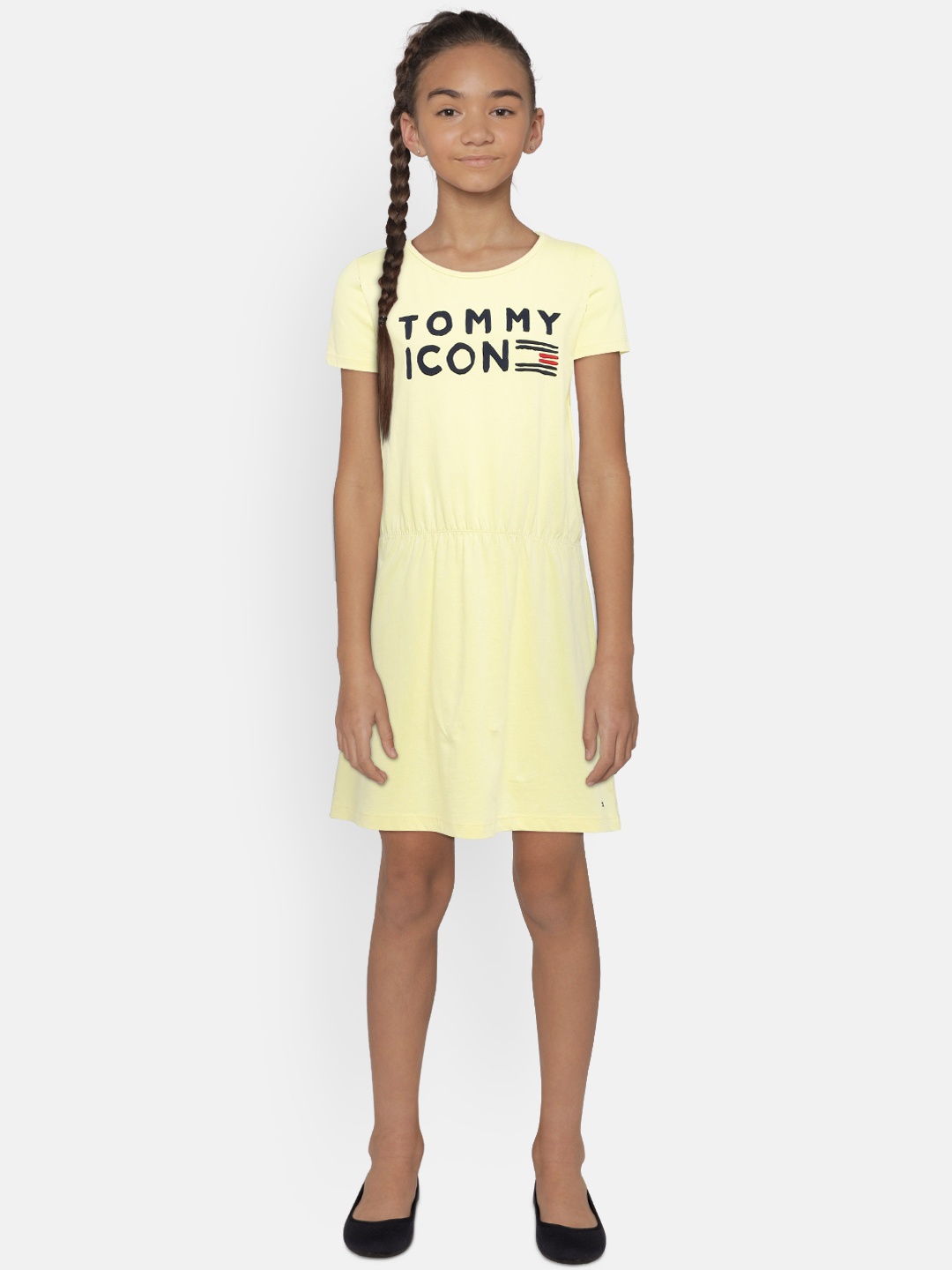 

Tommy Hilfiger Girls Yellow Printed Fit and Flare Sustainable Dress