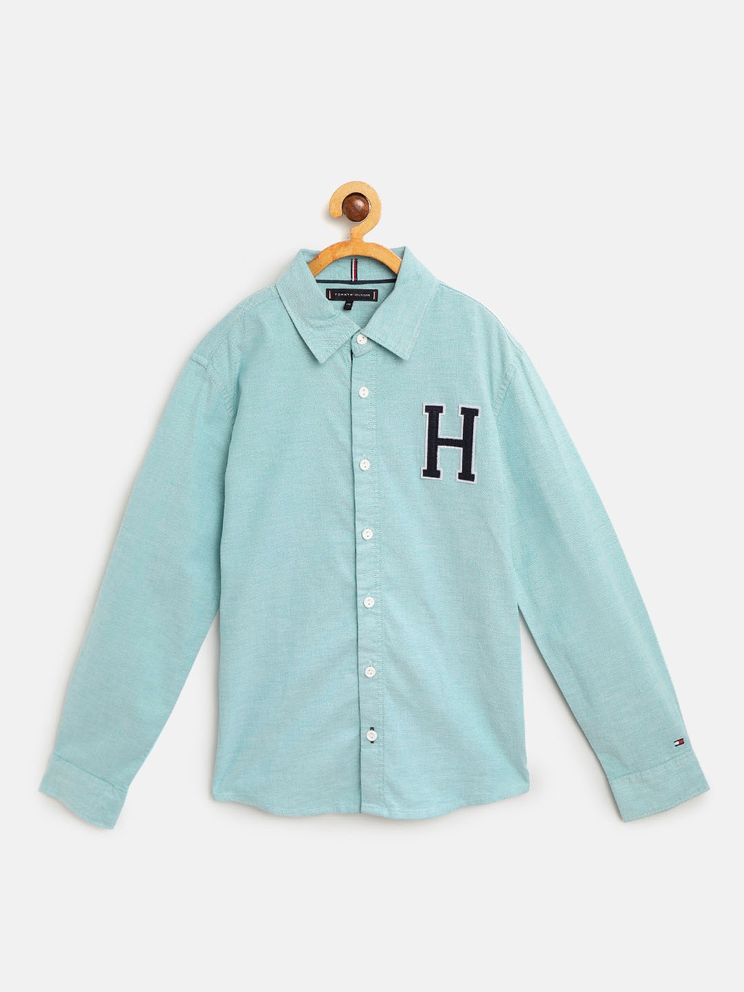 

Tommy Hilfiger Boys Green Regular Fit Solid Casual Shirt