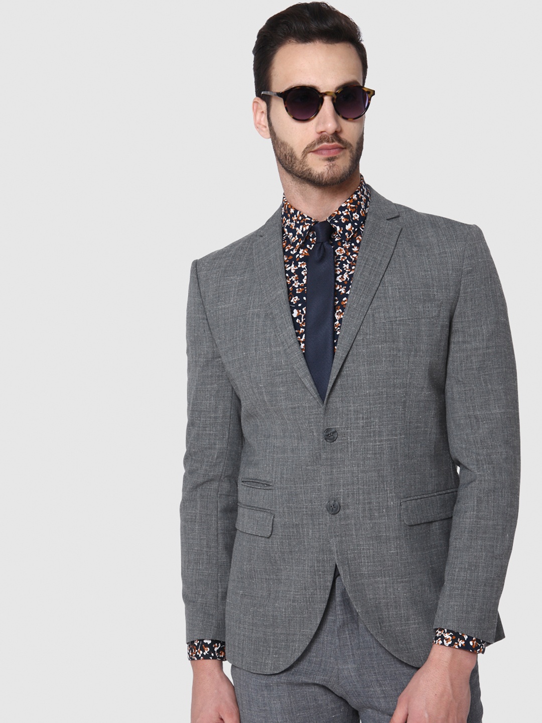 

SELECTED Men Grey Solid Single Breasted Casual Blazer