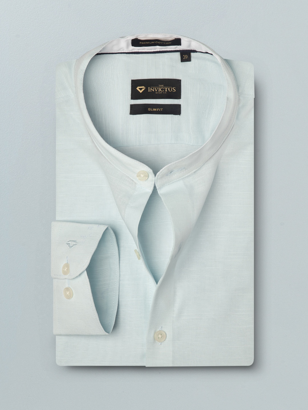 

INVICTUS Men Mint Green Pure Cotton Slim Fit Solid Semiformal Shirt