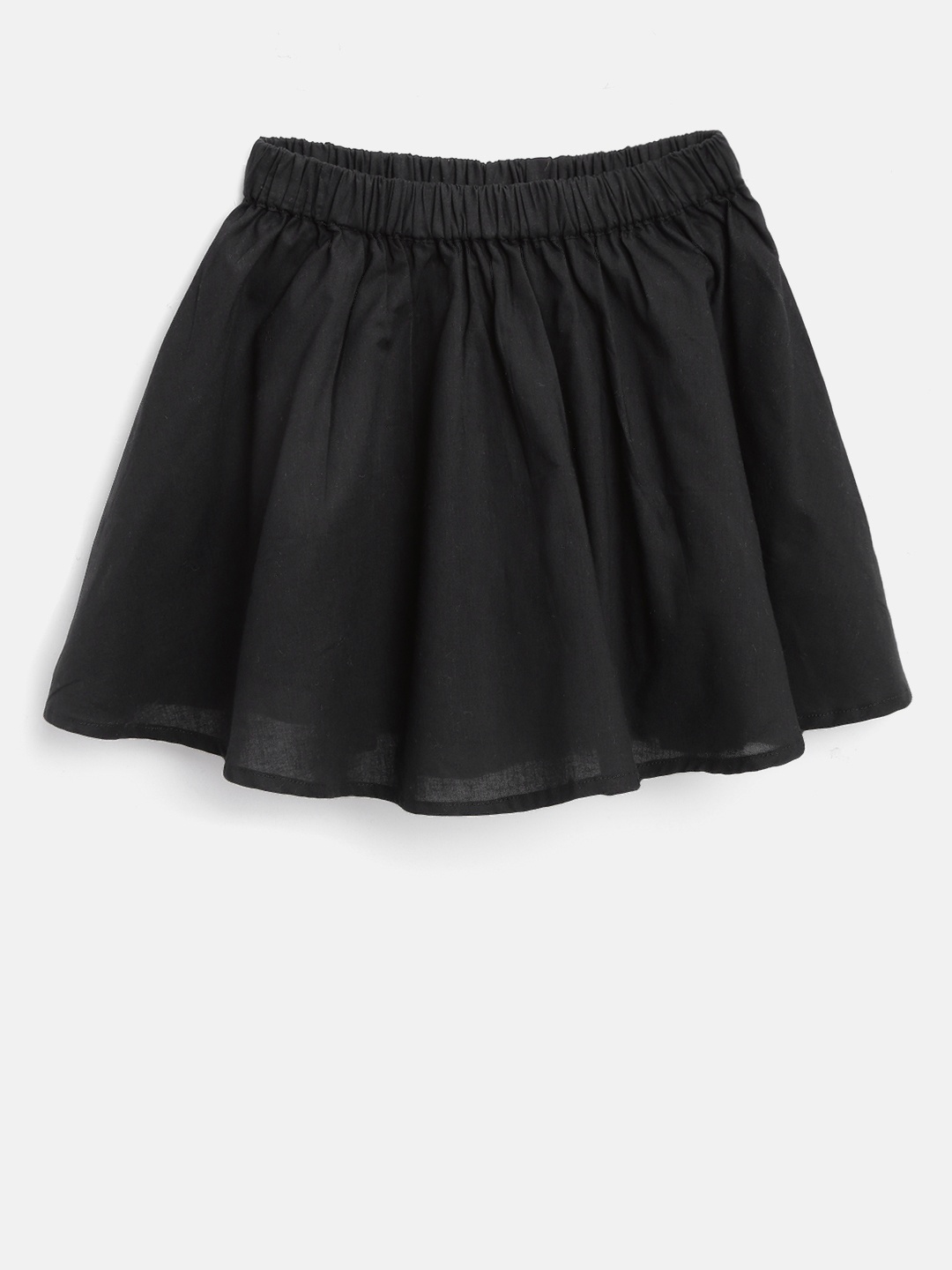 

AWW HUNNIE Girls Black Solid Flared Pure Cotton Skirt