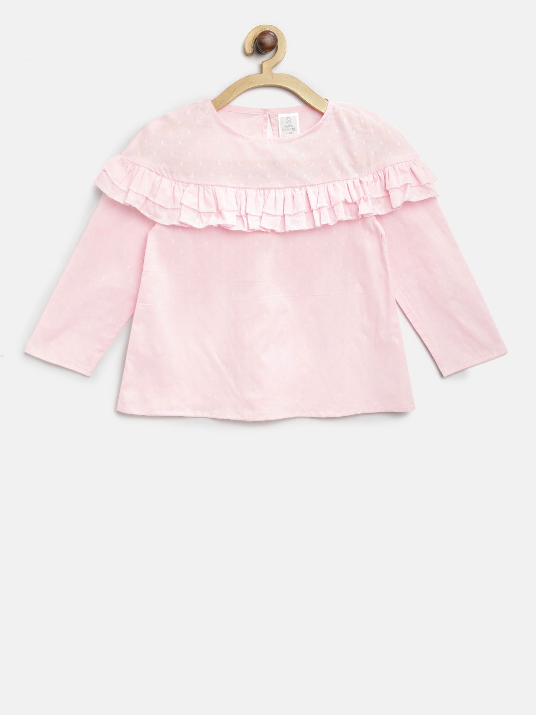 

AWW HUNNIE Girls Pink Self Design Semi-Sheer Top