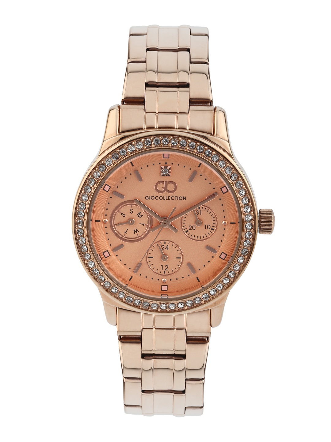 

GIO COLLECTION Women Peach-Coloured Stone-Studded Dial Watch G2007-77