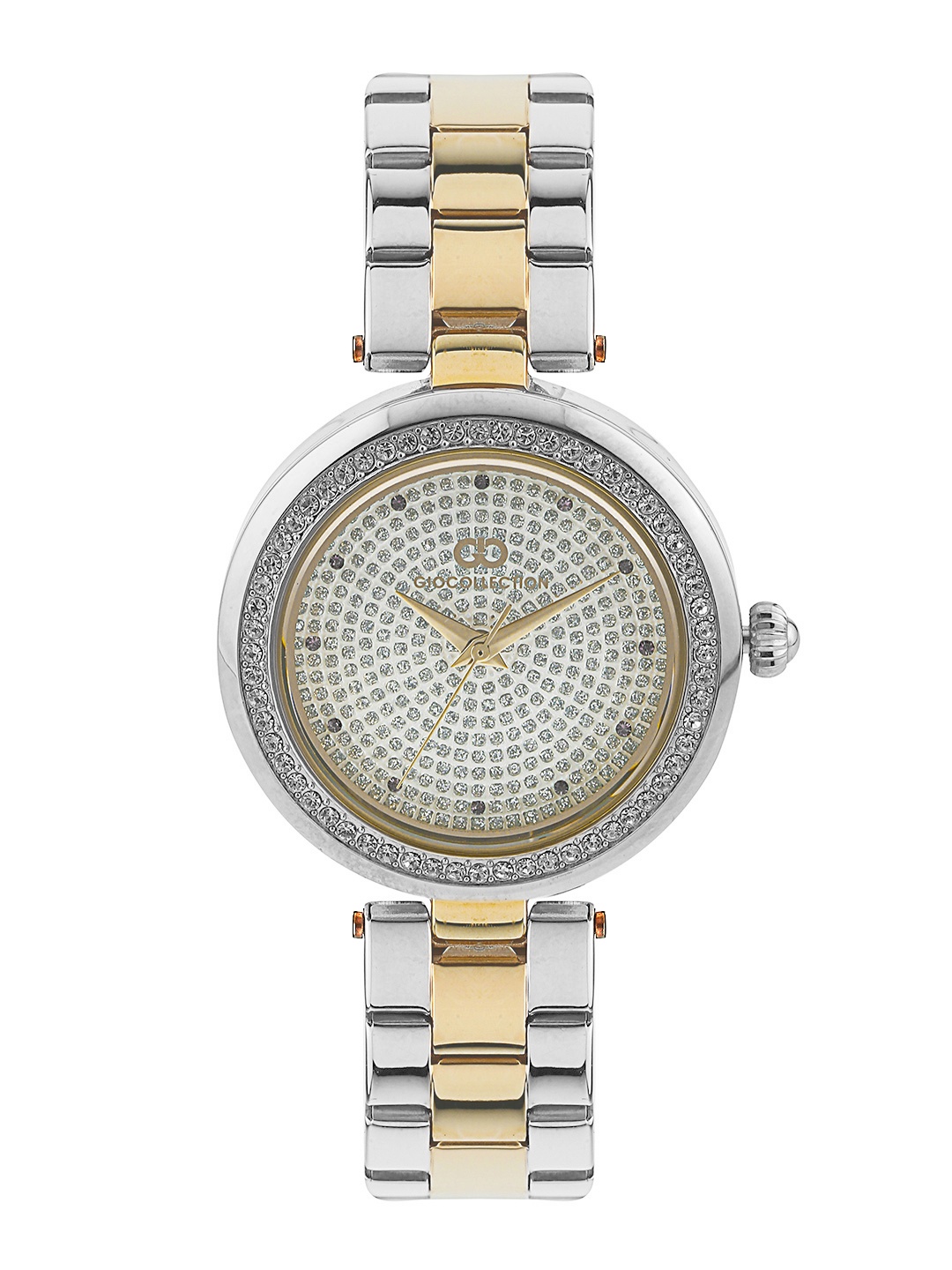 

GIO COLLECTION Women Silver-Toned Stone-Studded Dial Watch G2008-55