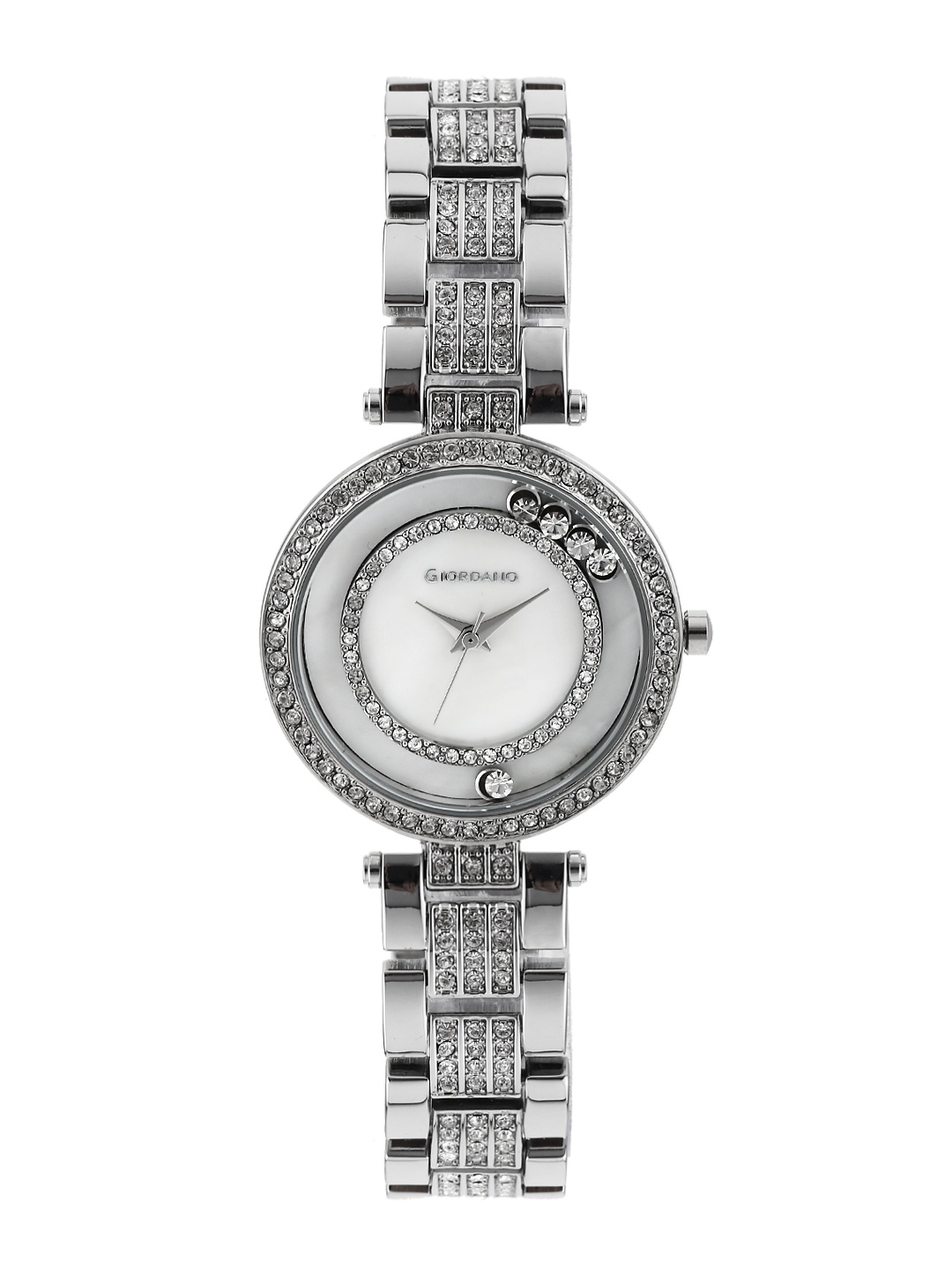 

GIORDANO Women Mother-of-Pearl Embellished Dial Watch 60053-11, White