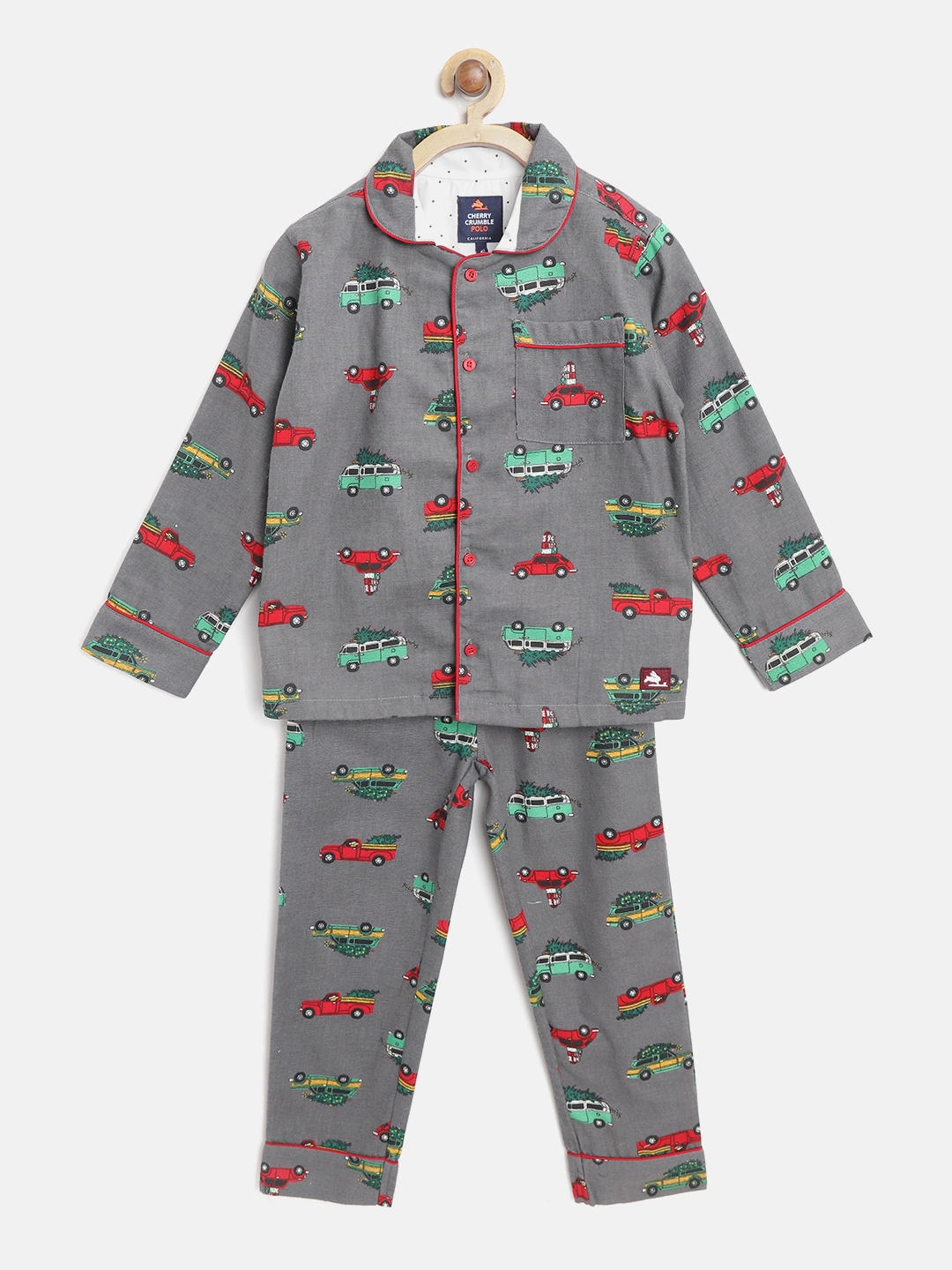 

Cherry Crumble Kids Grey & Green Printed Night Suit WS-NSUIT-3347