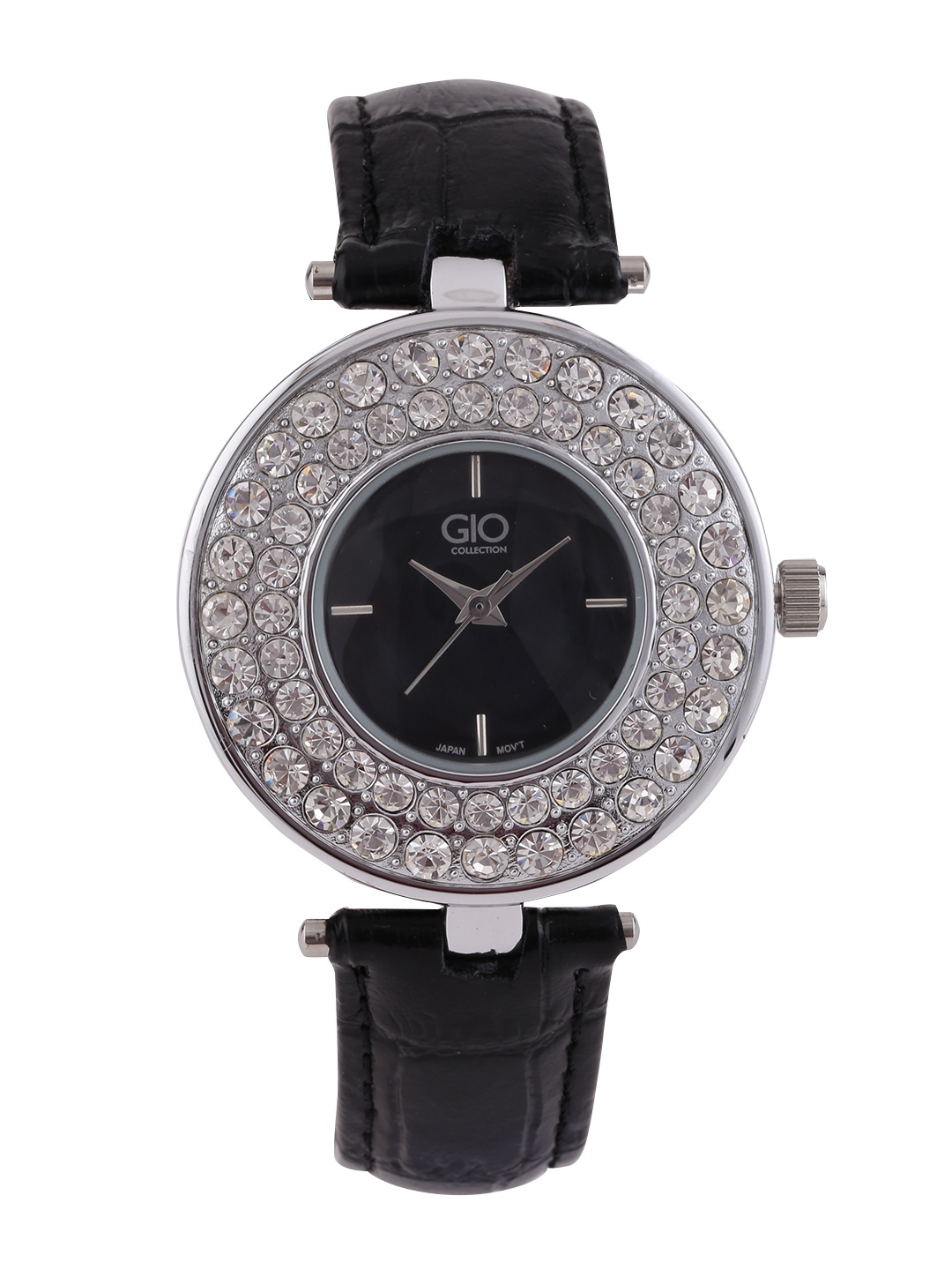 

GIO COLLECTION Women Black Stone-Studded Dial Watch