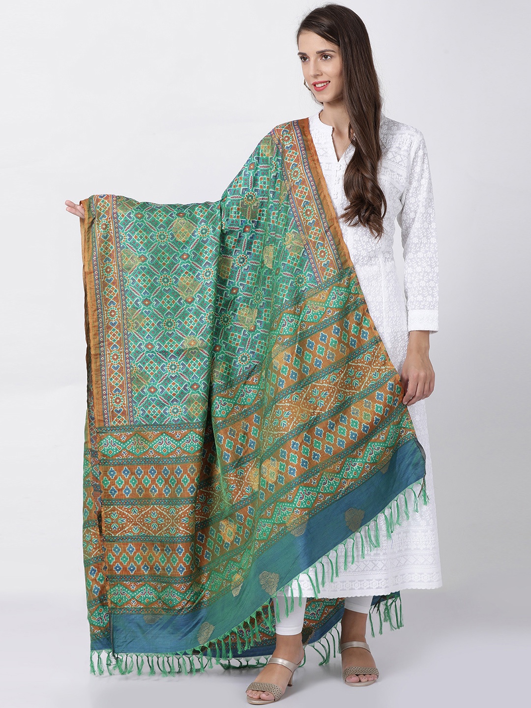 

Soch Green & Blue Printed Dupatta