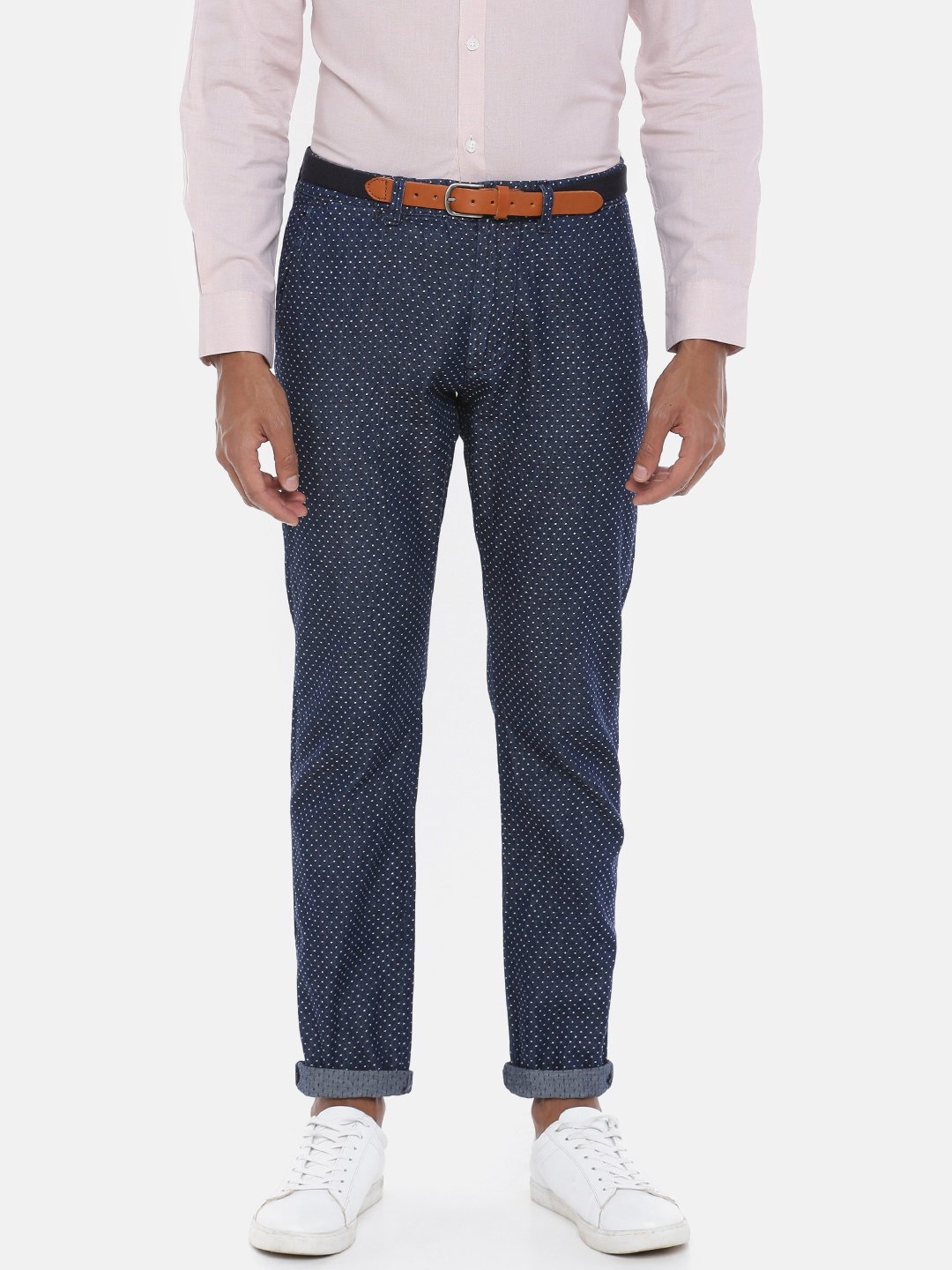 

SELECTED Men Blue Slim Fit Self Design Regular Trousers