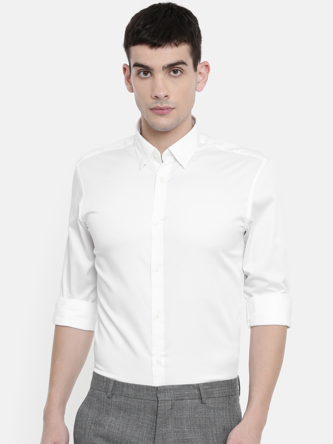 

SELECTED Men White Slim Fit Solid Casual Shirt