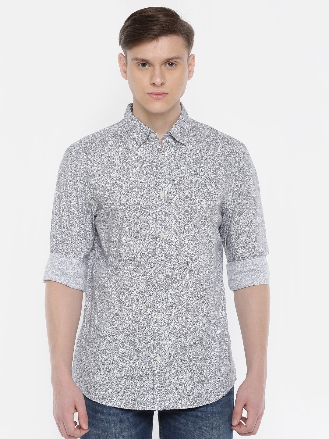 

SELECTED Men Off-White Slim Fit Printed Casual Shirt