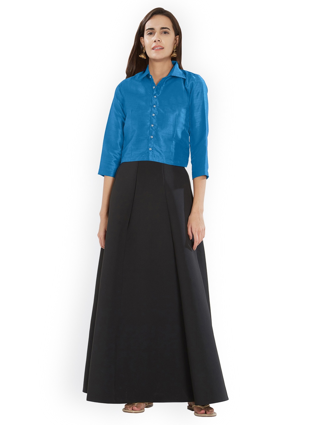 

MIRCHI FASHION Women Blue Solid Shirt Style Top