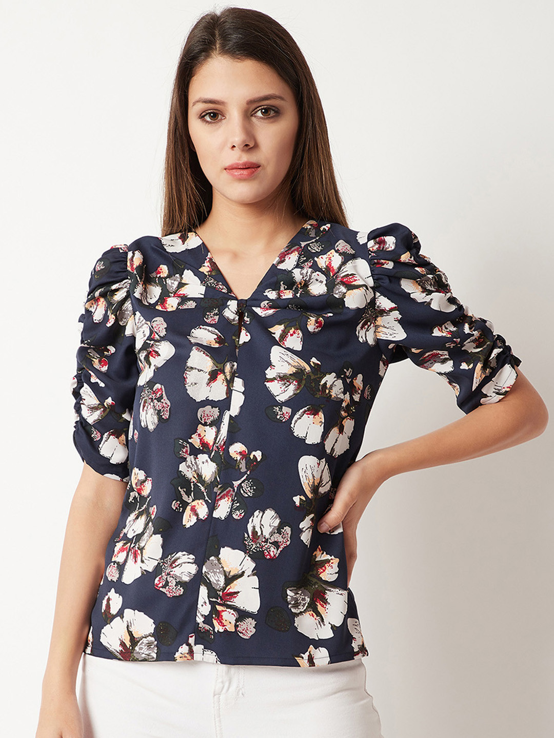 

Miss Chase Women Navy Blue Printed Top