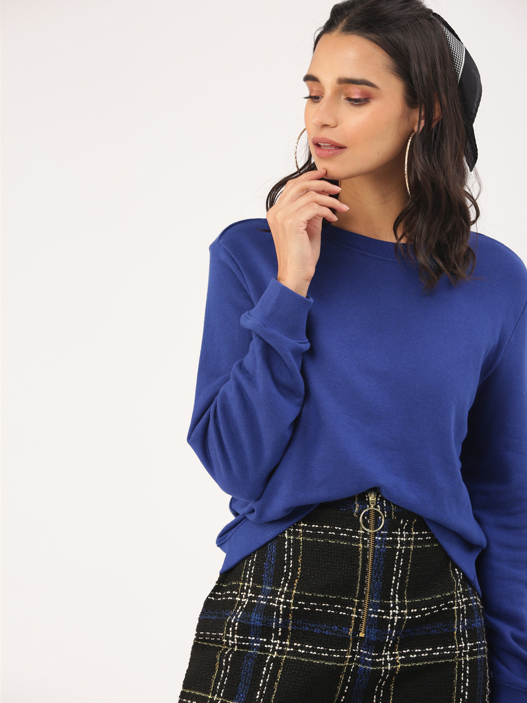 

DressBerry Women Blue Solid Sweatshirt