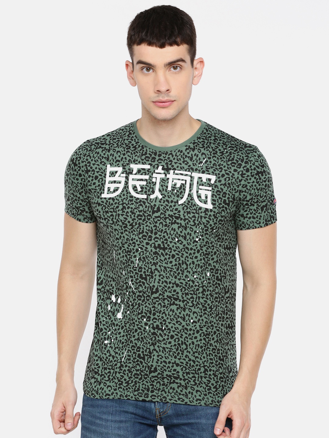 

Being Human Clothing Men Green Printed Round Neck T-shirt